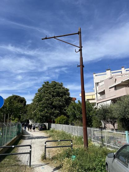 An electrification mast still standing 